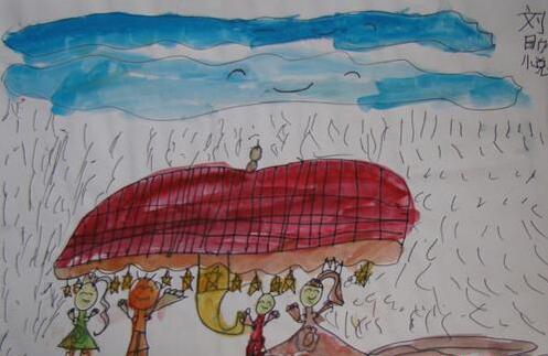 儿童美术作品—《漂亮的大花伞》