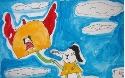 儿童美术作品—《漂亮的大花伞》