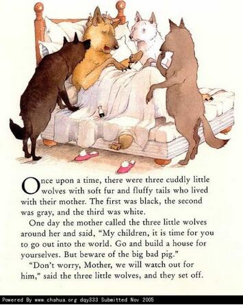 英文绘本《三只小狼与大坏猪的故事》